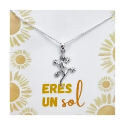 Collar Plata Ley 925m mujer 42 cm. colgante salamandra 29 mm. detalle