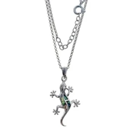 Collar Plata Ley 925m mujer 42 cm. colgante salamandra 29 mm. detalle