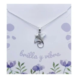 Collar Plata Ley 925m mujer 42 cm. colgante raya 22 mm. detalle nácar