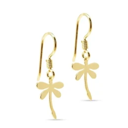 Pendientes Largos Plata Ley 925m chapados oro libélula 1 6mm. lisos