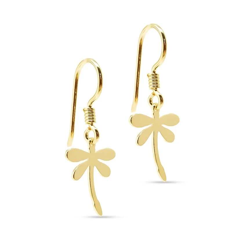 Pendientes Largos Plata Ley 925m chapados oro libélula 1 6mm. lisos