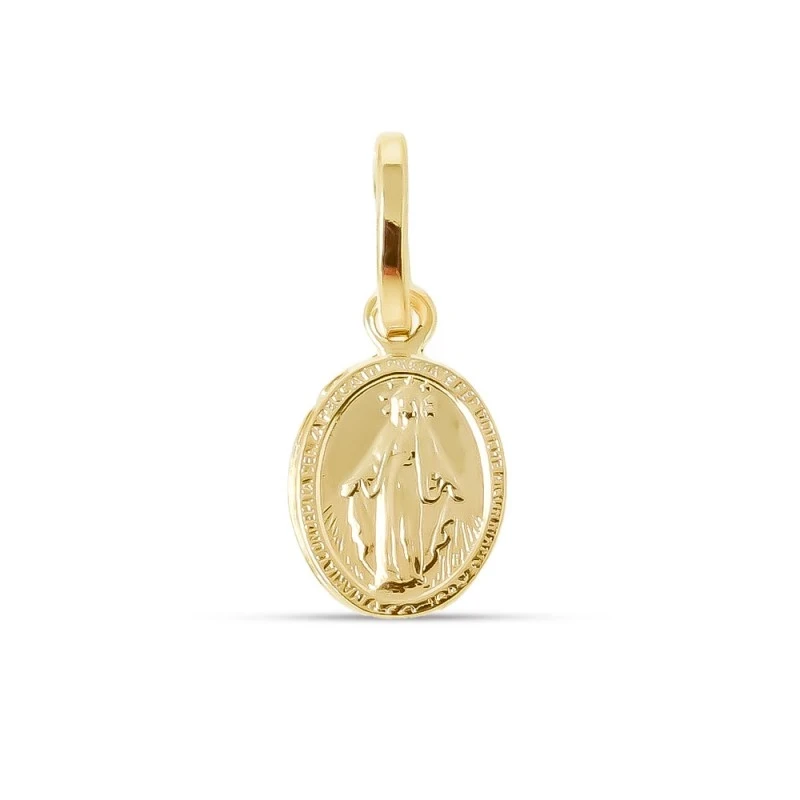 Virgen Milagrosa Medalla Plata Ley 925m chapada oro 10 mm. doble cara