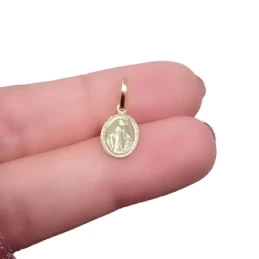 Virgen Milagrosa Medalla Plata Ley 925m chapada oro 10 mm. doble cara