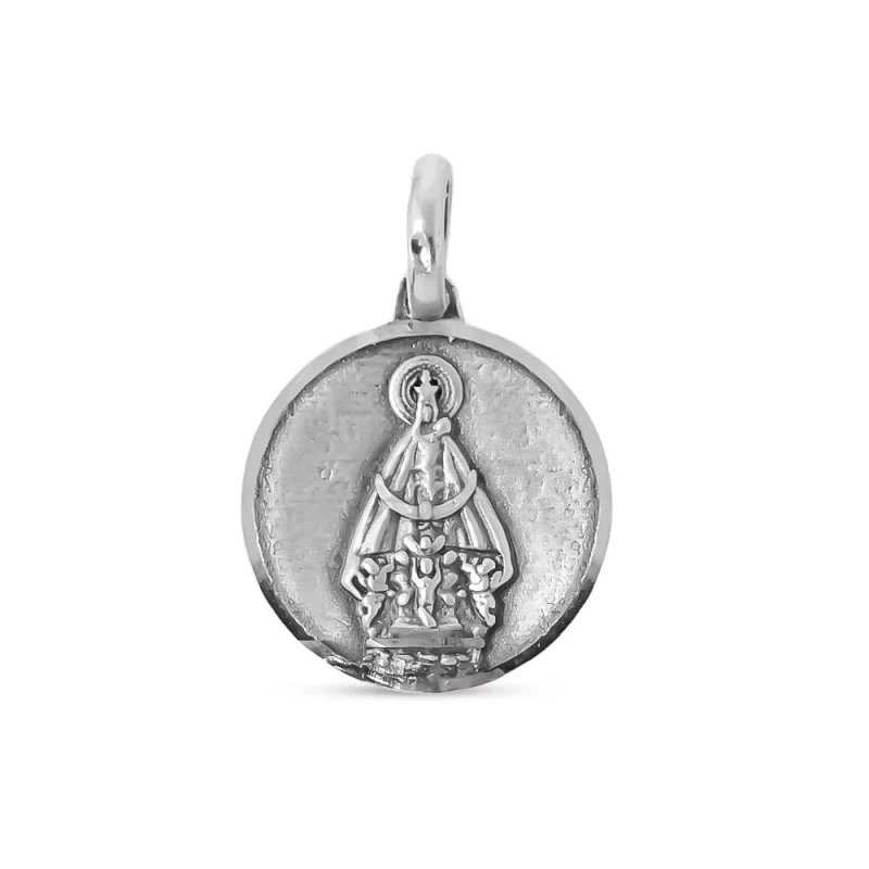 Virgen de la Montaña Medalla Plata Ley 925m maciza 15 mm.. Grabación