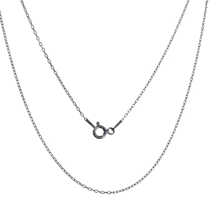 Cadena Plata Ley 925m. forzada 45 cm. rodiada ancho eslabón 1 mm.
