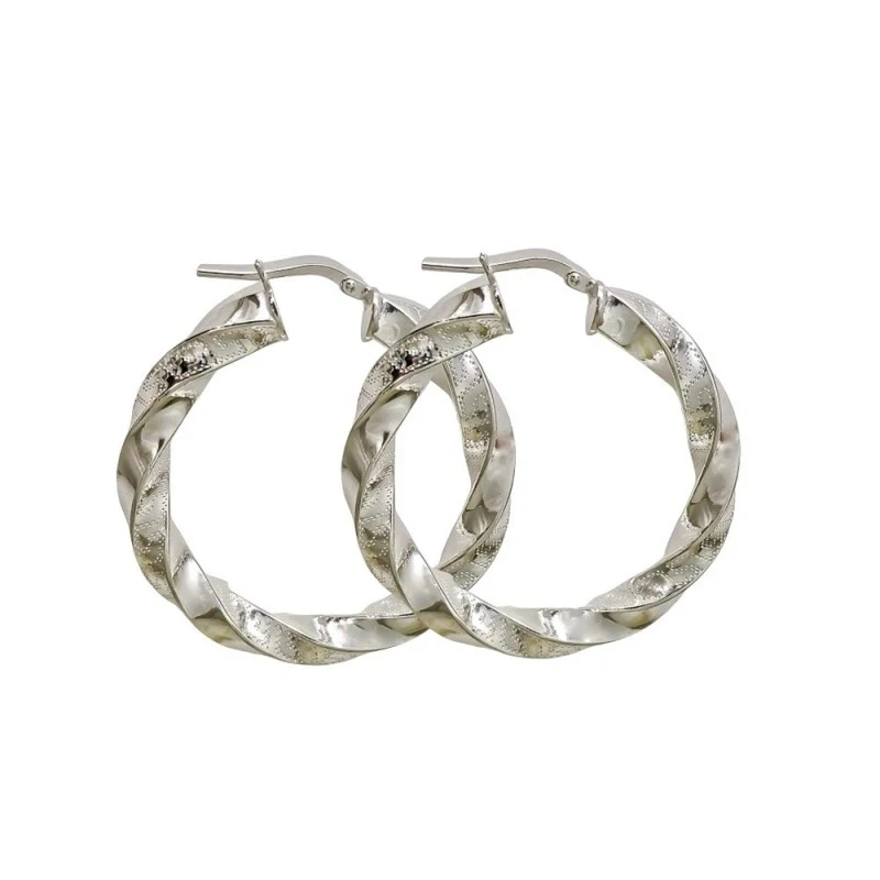 Aros Pendientes Plata Ley 925m mujer 38 mm. reliados detalle greca an