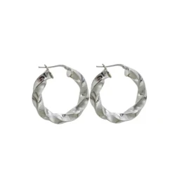 Aros Pendientes Plata Ley 925m mujer 30 mm. reliados detalle greca an
