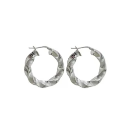 Aros Pendientes Plata Ley 925m mujer 25 mm. reliados detalle greca co