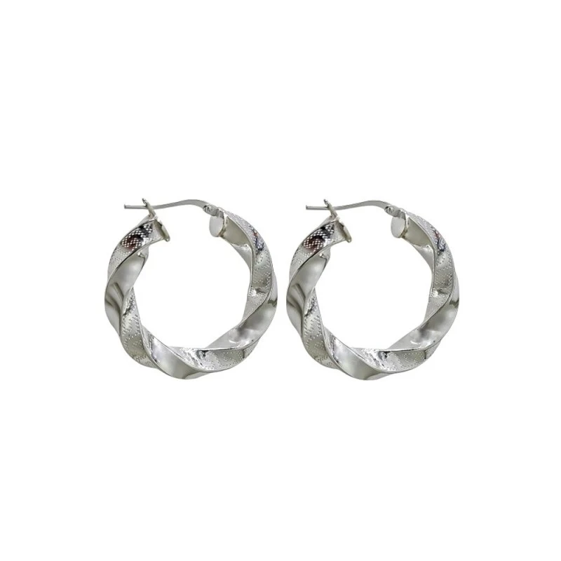 Aros Pendientes Plata Ley 925m mujer 25 mm. reliados detalle greca co