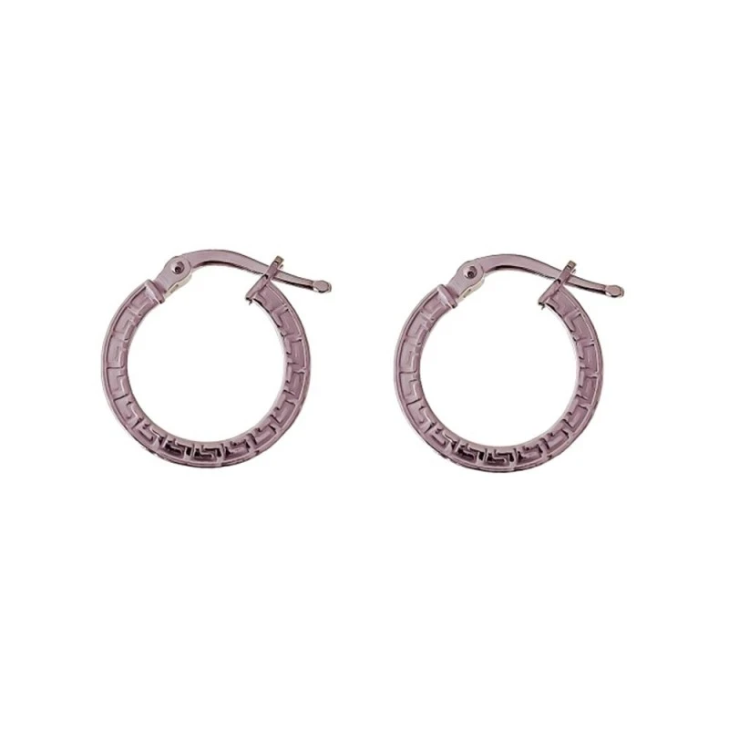 Aros Pendientes Plata Ley 925m mujer 14 mm. detalle greca planos