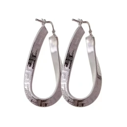 Aros Pendientes Plata Ley 925m mujer 31 mm. largos ovalados reliados