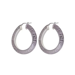 Aros Pendientes Plata Ley 925m mujer 37 mm. ovalados reliados detalle
