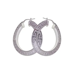 Aros Pendientes Plata Ley 925m mujer 45 mm. ovalados reliados detalle