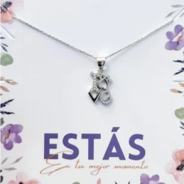 Gargantilla Plata Ley 925m mujer 41.5 cm. LOVE hueso huella perro 18x