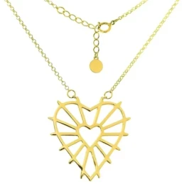 Gargantilla Plata Ley 925m chapada oro 46 cm. doble corazón calado 35