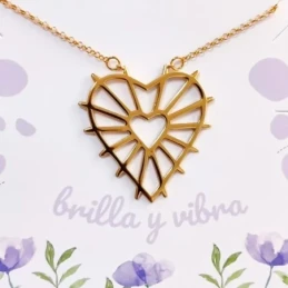 Gargantilla Plata Ley 925m chapada oro 46 cm. doble corazón calado 35