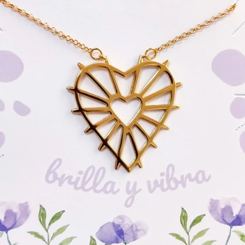 Gargantilla Plata Ley 925m chapada oro 46 cm. doble corazón calado 35
