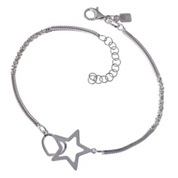 Pulsera Plata Ley 925m mujer 17 cm. cadena topo combinada rizada deta
