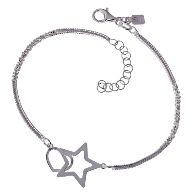 Pulsera Plata Ley 925m mujer 17 cm. cadena topo combinada rizada deta