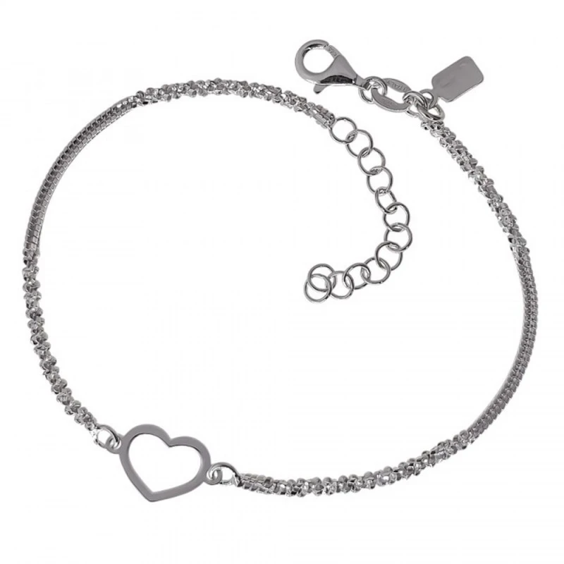 Pulsera Plata Ley 925m mujer 17 cm. combinada cola topo lapidada cora