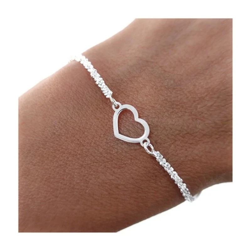 Pulsera Plata Ley 925m mujer 17 cm. combinada cola topo lapidada cora