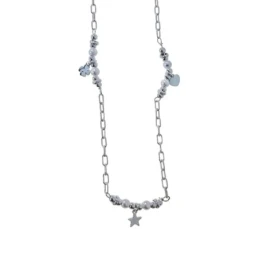 Tobillera Plata Ley 925m mujer 22 cm. cadena forzada trébol estrella