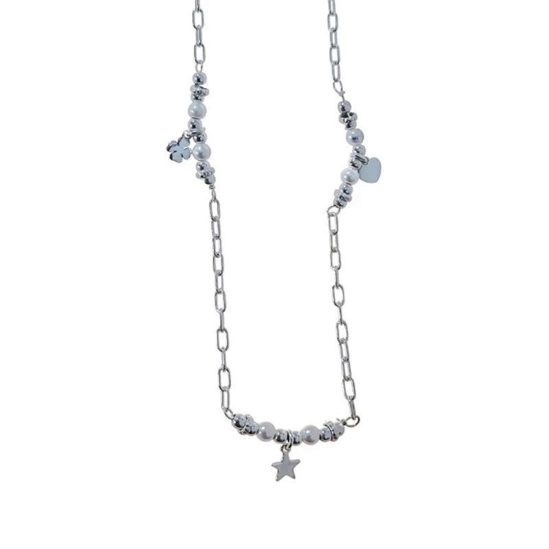 Tobillera Plata Ley 925m mujer 22 cm. cadena forzada trébol estrella