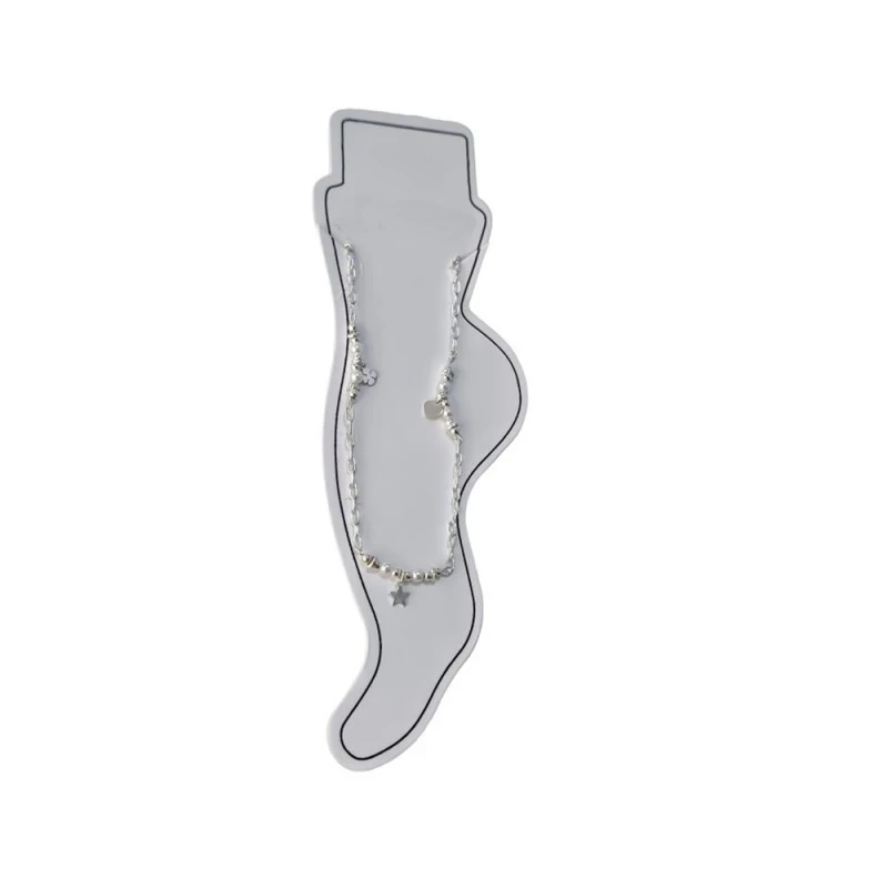 Tobillera Plata Ley 925m mujer 22 cm. cadena forzada trébol estrella