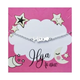 Pulsera Plata Ley 925m mujer 17 cm. mensaje HIJA detalle corazón 22 m