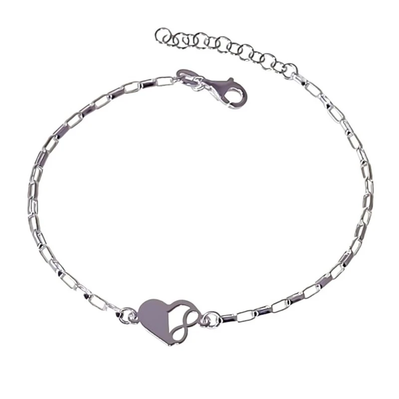 Pulsera Plata Ley 925m mujer 17 cm. cadena forzada alargada 2 mm. cor