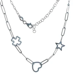 Gargantilla Plata Ley 925m mujer 40 cm. cadena forzada alargada coraz