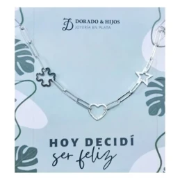 Gargantilla Plata Ley 925m mujer 40 cm. cadena forzada alargada coraz