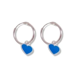 Aros Pendientes Plata Ley 925m mujer 12 mm. corazón colgante 8 mm. es