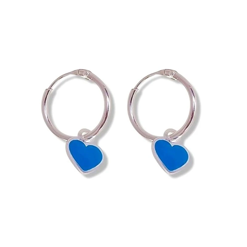 Aros Pendientes Plata Ley 925m mujer 12 mm. corazón colgante 8 mm. es