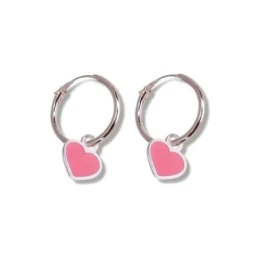 Aros Pendientes Plata Ley 925m mujer 12 mm. corazón colgante 8 mm. es
