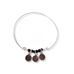 Pulsera Rígida Plata Ley 925m mujer tres monedas salud dinero y amor