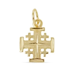 Cruz Jerusalén Colgante Plata Ley 925m macizo chapado oro 18 mm. tras
