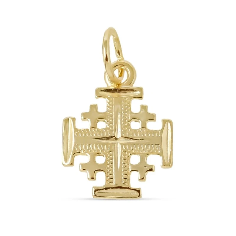 Cruz Jerusalén Colgante Plata Ley 925m macizo chapado oro 18 mm. tras