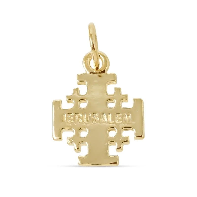 Cruz Jerusalén Colgante Plata Ley 925m macizo chapado oro 18 mm. tras