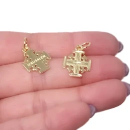 Cruz Jerusalén Colgante Plata Ley 925m macizo chapado oro 18 mm. tras
