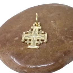 Cruz Jerusalén Colgante Plata Ley 925m macizo chapado oro 18 mm. tras
