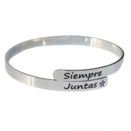 Pulsera Brazalete Plata Ley 925m mujer 63 mm. diámetro mensaje SIEMPR