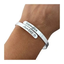 Pulsera Brazalete Plata Ley 925m mujer 63 mm. diámetro mensaje SIEMPR