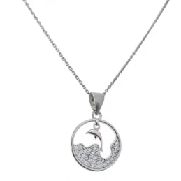 Gargantilla Collar Plata Ley 925m mujer 42 cm. colgante redondo 15 mm