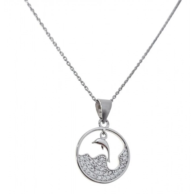 Gargantilla Collar Plata Ley 925m mujer 42 cm. colgante redondo 15 mm