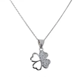 Gargantilla Collar Plata Ley 925m mujer 42 cm. colgante trébol 14 mm.