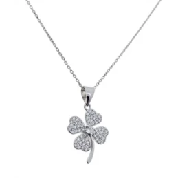 Gargantilla Collar Plata Ley 925m mujer 42 cm. colgante trébol 21 x 1