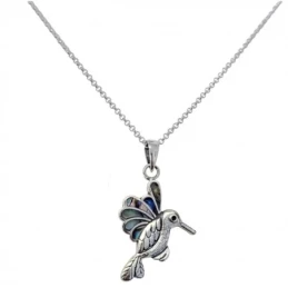 Gargantilla Collar Plata Ley 925m cadena rolo 42 cm. colgante colibrí