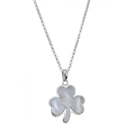 Gargantilla Collar Plata Ley 925m cadena rolo 42 cm. colgante trébol