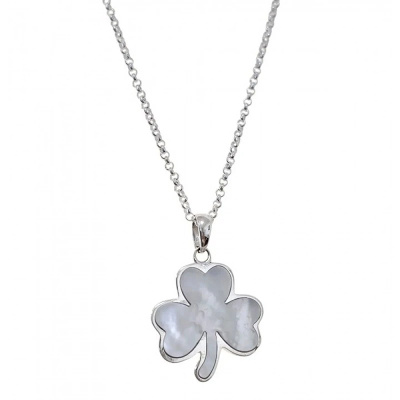 Gargantilla Collar Plata Ley 925m cadena rolo 42 cm. colgante trébol